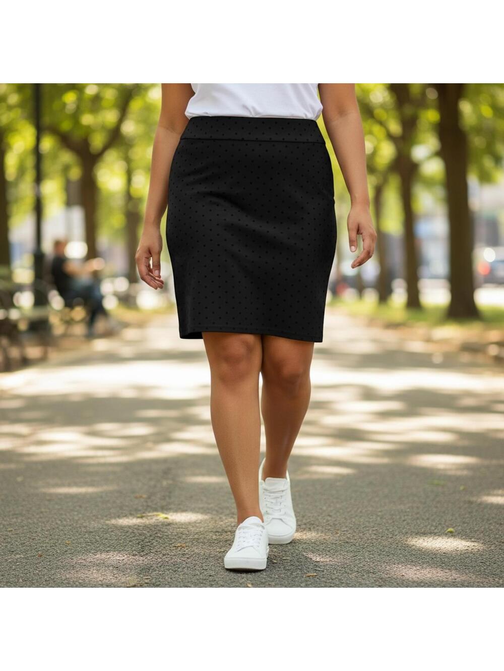 Maurices Black Polka Dot Pencil Skirt Women XL NWT